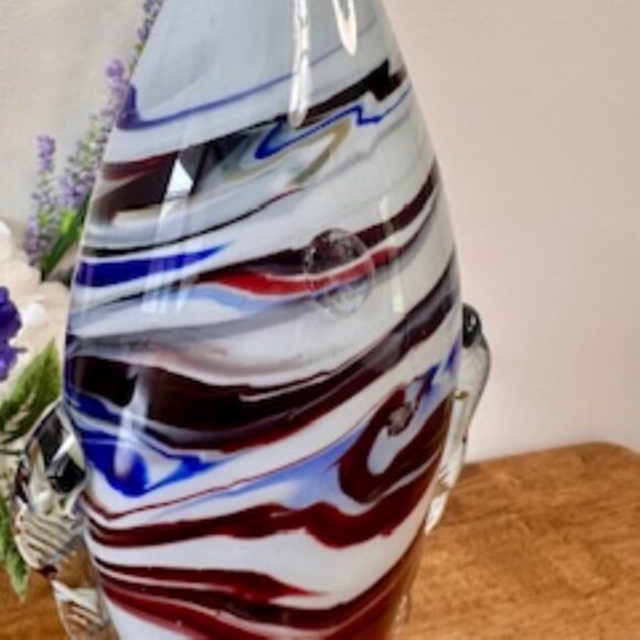 Vintage Murano Glass Fish Sculpture Red Blue White Swirl Art Deco Style Figurine - Picture 5 of 6